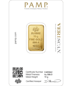 Alternative view of 10 gram PAMP Fortuna Gold Bar