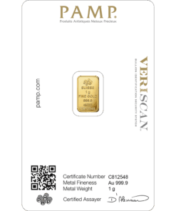 Alternative view of 1 Gram PAMP Suisse Fortuna Gold Bar