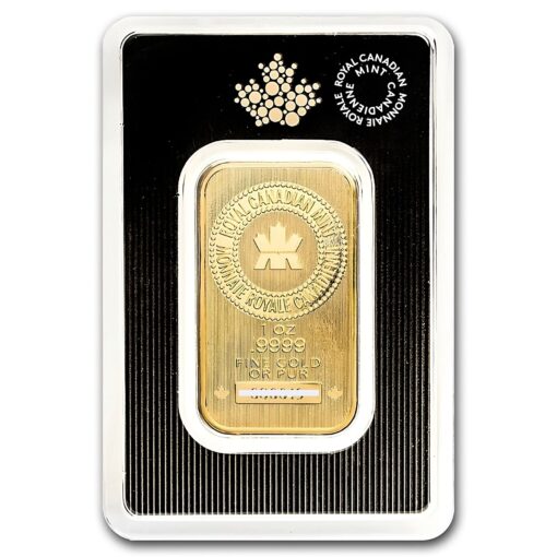 White 1 Oz Gold Bar Royal Canadian Mint New Design In Assay Front 1 Transformed - Gold &Amp; Silver Traders