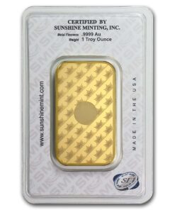 Alternative view of 1 oz Sunshine Gold Bar