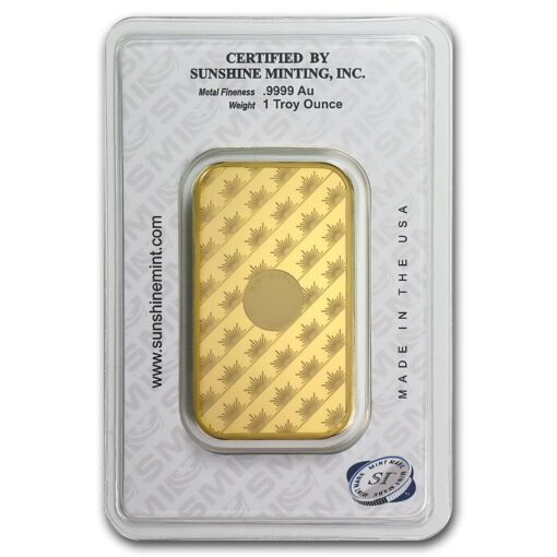 White 1 Oz Gold Bar Sunshine New Design In Tep Packaging Back Transformed - Gold &Amp; Silver Traders