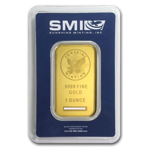 White 1 Oz Gold Bar Sunshine New Design In Tep Packaging Front 1 Transformed - Gold &Amp; Silver Traders