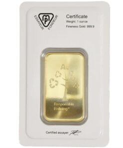 Alternative view of 1 oz Metalor Gold Bar