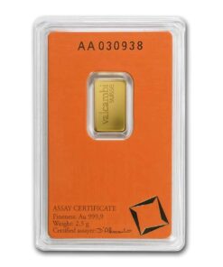 Alternative view of 2.5g Valcambi Gold Bar