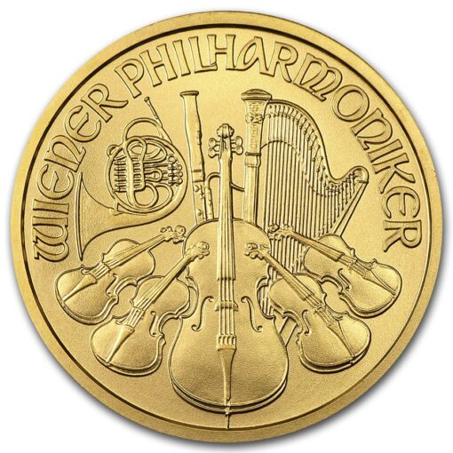 1 2 Oz Philharmonic Austrian Gold Coin Front - Gold &Amp; Silver Traders