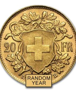 Alternative view of 20 Swiss Franc Gold Coin  (Random Year)