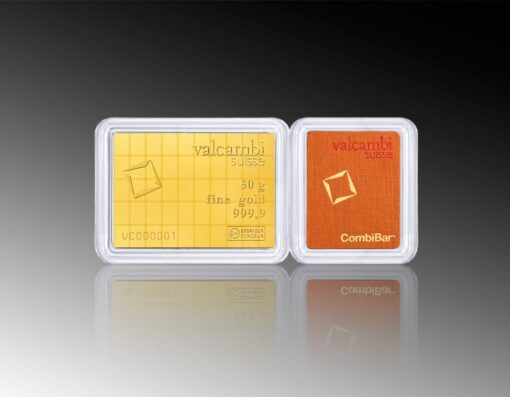 50G Valcambi Combi Gold Bar Front - Gold &Amp; Silver Traders