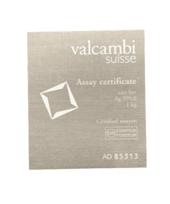 1 Kilo Valcambi Silver Bar W/ Assay