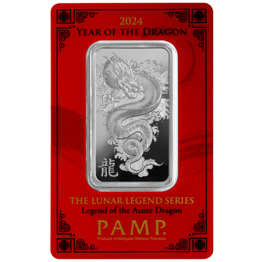 2024 1 Oz Pamp Suisse Lunar Legend Azure Dragon Silver Bar