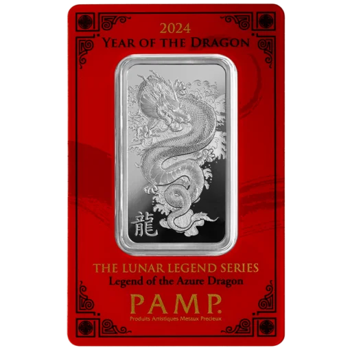 2024 1 Oz Pamp Suisse Lunar Legend Azure Dragon Silver Bar