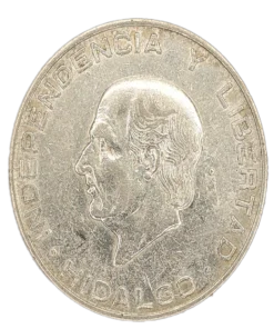 Silver Coin Mexican 5 Pesos Hidalgo (1955-1957)