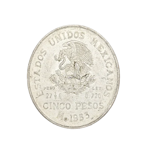 Cinco Peso Hidalgo 1955 1956 Rev Copy 1 - Gold &Amp; Silver Traders
