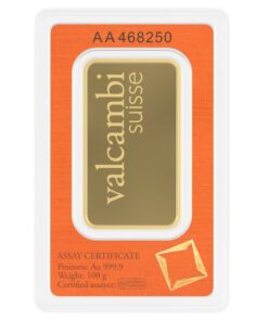Alternative view of 100g Valcambi Gold Bar