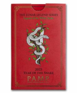 2025 1 oz PAMP Suisse Lunar Legend White Snake Gold Bar Snake in Card