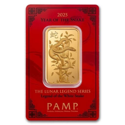 2025 1 Oz Pamp Suisse Lunar Legend White Snake Gold Bar