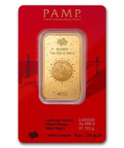 2025 1 oz PAMP Suisse Lunar Legend White Snake Gold Bar Obverse Snake in Assay