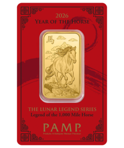 2026 1 oz PAMP Suisse Lunar Legend 1,000 Miles Horse Gold Bar
